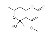 5-hydroxy-4-methoxy-5,7-dimethyl-7,8-dihydro-2H,5H-pyrano[4,3-b]pyran-2-one结构式