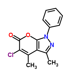 5-Chloro-3,4-dimethyl-1-phenylpyrano[2,3-c]pyrazol-6(1H)-one Structure