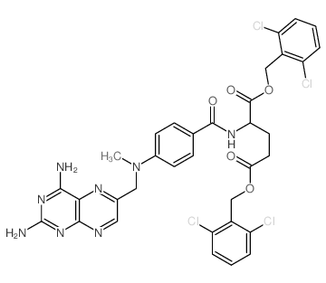 L-Glutamic acid, N-[4-[[N-(2, 4-diamino-6-pteridinyl)methyl]methylamino]benzoyl]-, bis[(2, 6-dichlorophenyl)methyl] ester结构式