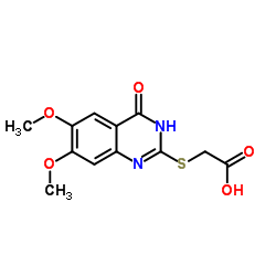 (6,7-DIMETHOXY-4-OXO-3,4-DIHYDRO-QUINAZOLIN-2-YLSULFANYL)-ACETIC ACID结构式