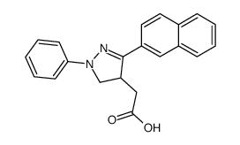 2-(5-naphthalen-2-yl-2-phenyl-3,4-dihydropyrazol-4-yl)acetic acid Structure