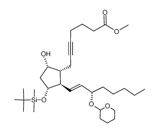 5,6-didehydro-11-O-(tert-butyldimethylsilyl)-15-O-(tetrahydropyran-2-yl)PGF2α methyl ester Structure