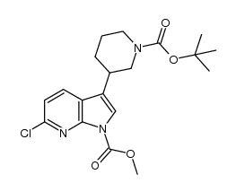 methyl 3-(1-(tert-butoxycarbonyl)piperidin-3-yl)-6-chloro-1H-pyrrolo[2,3-b]pyridine-1-carboxylate结构式