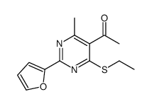 1-[4-ethylsulfanyl-2-(furan-2-yl)-6-methylpyrimidin-5-yl]ethanone结构式