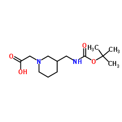 {3-[({[(2-Methyl-2-propanyl)oxy]carbonyl}amino)methyl]-1-piperidinyl}acetic acid Structure