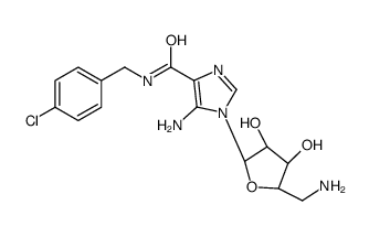 5-Amino-1-(5-amino-5-deoxy-β-D-ribofuranosyl)-N-(4-chlorobenzyl)- 1H-imidazole-4-carboxamide Structure