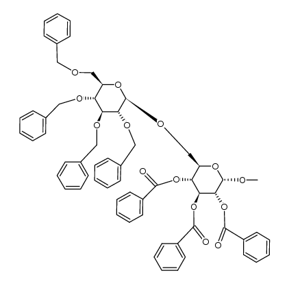 (2',3',4',6'-tetra-O-benzyl-β-D-glucopyranosyl)-(1→6)-methyl-2,3,4-tri-O-benzoyl-α-D-glucopyranoside Structure