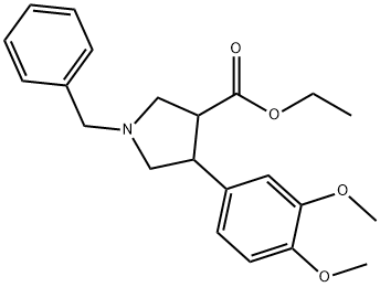 反式-1-苄基-4-(3,4-二甲氧基苯基)吡咯烷-3-羧酸乙酯结构式