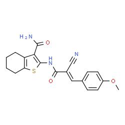 (Z)-2-(2-cyano-3-(4-methoxyphenyl)acrylamido)-4,5,6,7-tetrahydrobenzo[b]thiophene-3-carboxamide结构式