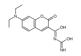 N-(aminocarbonyl)-7-(diethylamino)-2-oxo-2H-1-benzopyran-3-carboxamide Structure