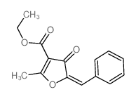 3-Furancarboxylic acid,4,5-dihydro-2-methyl-4-oxo-5-(phenylmethylene)-, ethyl ester结构式