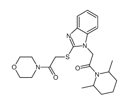 Morpholine, 4-[[[1-[2-(2,6-dimethyl-1-piperidinyl)-2-oxoethyl]-1H-benzimidazol-2-yl]thio]acetyl]- (9CI) picture