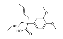 (E)-2-((E)-but-2-en-1-yl)-2-(3,4-dimethoxyphenyl)hex-4-enoic acid Structure