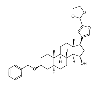 4-(3'β-benzyloxy-15'β-hydroxy-5'β-androstan-17'β-yl)furan-2-carbaldehyde ethylene acetal结构式