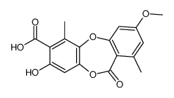 3-hydroxy-9-methoxy-1,7-dimethyl-6-oxobenzo[b][1,4]benzodioxepine-2-carboxylic acid结构式