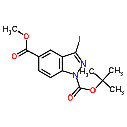 1-tert-Butyl 5-methyl 3-iodo-1H-indazole-1,5-dicarboxylate structure