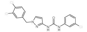1-(3-氯苯基)-3-(1-(3,4-二氯苄基)-1H-吡唑-3-基)脲结构式