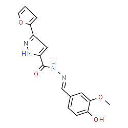 (E)-3-(furan-2-yl)-N-(4-hydroxy-3-methoxybenzylidene)-1H-pyrazole-5-carbohydrazide结构式