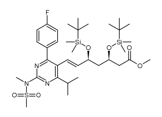 (3R,5S,E)-methyl 3,5-bis(tert-butyldimethylsilyloxy)-7-(4-(4-fluorophenyl)-6-isopropyl-2-(N-methylmethylsulfonamido)pyrimidin-5-yl)hept-6-enoate结构式