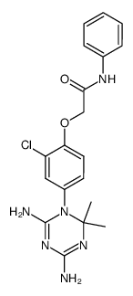 2-[2-chloro-4-(4,6-diamino-2,2-dimethyl-2H-[1,3,5]triazin-1-yl)-phenoxy]-N-phenyl-acetamide结构式