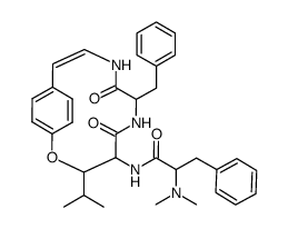 (S)-α-Dimethylamino-N-[(3R,4S,7S)-3-isopropyl-5,8-dioxo-7-benzyl-2-oxa-6,9-diazabicyclo[10.2.2]hexadeca-10,12,14(1),15-tetren-4-yl]benzenepropanamide结构式