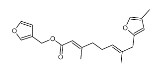 (2E,6E)-3,7-Dimethyl-8-(4-methyl-2-furyl)-2,6-octadienoic acid 3-furylmethyl ester Structure