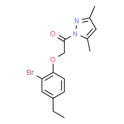 1-[(2-bromo-4-ethylphenoxy)acetyl]-3,5-dimethyl-1H-pyrazole结构式