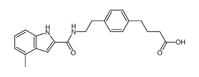 4-(4-{2-[(4-Methyl-1H-indole-2-carbonyl)-amino]-ethyl}-phenyl)-butyric acid结构式