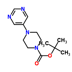 4-(嘧啶-5-基)哌嗪-1-甲酸叔丁酯结构式