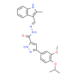 (E)-3-(4-isopropoxy-3-methoxyphenyl)-N-((2-methyl-1H-indol-3-yl)methylene)-1H-pyrazole-5-carbohydrazide Structure