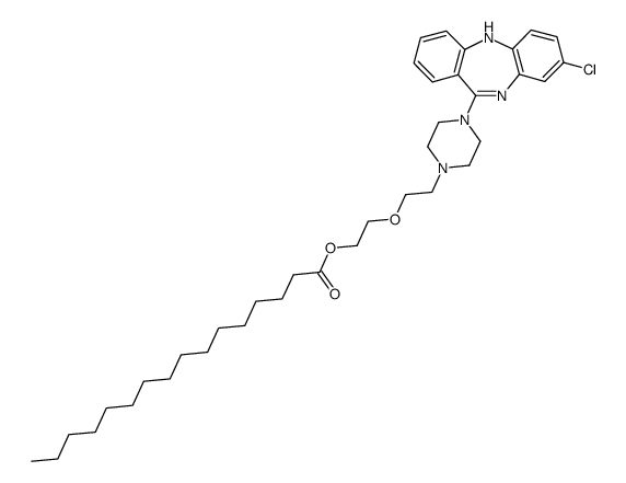 hexadecanoic acid 2-{2-[4-(8-chloro-5H-dibenzo[b,e][1,4]diazepin-11-yl)-piperazin-1-yl]-ethoxy}-ethyl ester Structure
