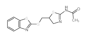 N-[5-(benzothiazol-2-ylsulfanylmethyl)-4,5-dihydro-1,3-thiazol-2-yl]acetamide结构式