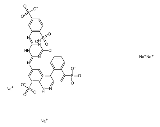 2-[[4-Chloro-6-[[4-[(1-hydroxy-4-sulfo-2-naphthalenyl)azo]-3-sulfophenyl]amino]-1,3,5-triazin-2-yl]amino]-1,4-benzenedisulfonic acid tetrasodium salt picture