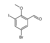 Benzaldehyde, 5-bromo-3-iodo-2-methoxy Structure