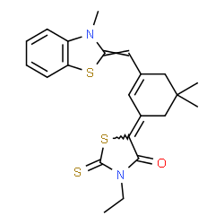 5-[5,5-dimethyl-3-[(3-methyl-(3H)-benzothiazol-2-ylidene)methyl]cyclohex-2-en-1-ylidene]-3-ethyl-2-thioxothiazolidin-4-one Structure