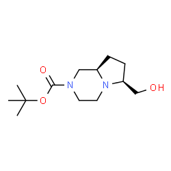 (6S,8aR)-叔-丁基 6-(羟甲基)六氢吡咯并[1,2-a]吡嗪-2(1H)-甲酸基酯结构式