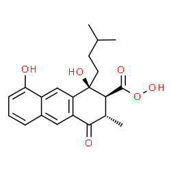 (1S,2S,3S)-1,8-dihydroxy-3-methyl-1-(3-methylbutyl)-4-oxo-2,3-dihydroa nthracene-2-carboperoxoic acid Structure