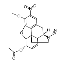 6α-acetoxy-4,5α-epoxy-3-methoxy-2-nitro-morphin-7-ene-17-carbonitrile结构式