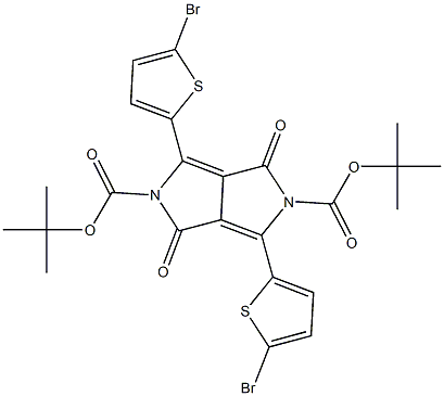 3,6-二(5-溴噻吩-2-基)-1,4-二氧代吡咯并[3,4-c]吡咯-2,5(1H,4H)-二羧酸二叔丁酯结构式