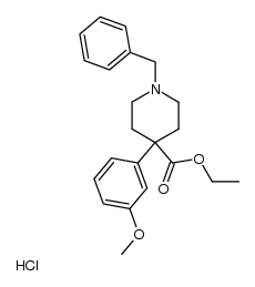 1-benzyl-4-(3-methoxy-phenyl)-piperidine-4-carboxylic acid ethyl ester, hydrochloride Structure