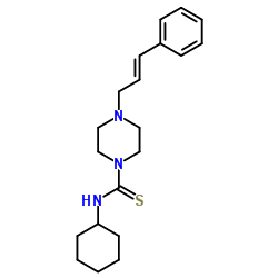 (CYCLOHEXYLAMINO)(4-(3-PHENYLPROP-2-ENYL)PIPERAZINYL)METHANE-1-THIONE结构式