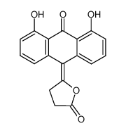 1,8-dihydroxy-10-(dihydro-5'-oxo-2'H-(3'H)-furanyliden)-9(10H)-anthracenone结构式