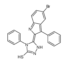 5-(5-bromo-3-phenylindol-2-ylidene)-4-phenyl-1,2,4-triazolidine-3-thione Structure