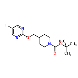 2-Methyl-2-propanyl 4-{[(5-fluoro-2-pyrimidinyl)oxy]methyl}-1-piperidinecarboxylate Structure