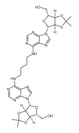((3aR,3a'R,4R,4'R,6R,6aR,6'R,6a'R)-6,6'-(6,6'-(butane-1,4-diylbis(azanediyl))bis(9H-purine-9,6-diyl))bis(2,2-dimethyltetrahydrofuro[3,4-d][1,3]dioxole-6,4-diyl))dimethanol结构式