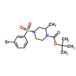 2-Methyl-2-propanyl 4-[(3-bromophenyl)sulfonyl]-2-methyl-1-piperazinecarboxylate结构式