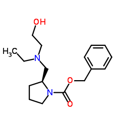 Benzyl (2S)-2-{[ethyl(2-hydroxyethyl)amino]methyl}-1-pyrrolidinecarboxylate结构式