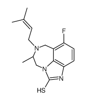 (+)-(S)-4,5,6,7-Tetrahydro-8-fluoro-5-methyl-6-(3-methyl-2-butenyl)imidazo<4,5,1-jk><1,4>benzodiazepine-2(1H)-thione结构式