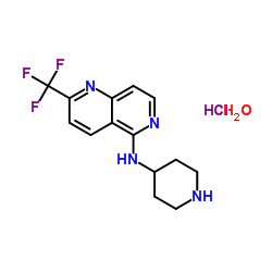 N-PIPERIDIN-4-YL-2-(TRIFLUOROMETHYL)-1,6-NAPHTHYRIDIN-5-AMINE HYDROCHLORIDE MONOHYDRATE结构式