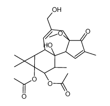 5H-Cyclopropa(3,4)benz(1,2-e)azulen-5-one,1,1a,1b,4,4a,7a,7b,8,9,9a-decahydro-7b,9,9a-trihydroxy-3-(hydroxymethyl)-4a-methoxy-1,1,6,8-tetramethyl-,9,9a-diacetate,(+)结构式